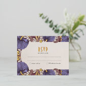 エレガントフローララベンダーウェディングRSVPカード 箔招待状ポストカード (立ち正面)
