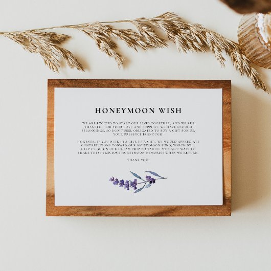 エレガントフローララベンダーハネムーンウィッシュ エンクロージャーカード