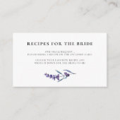 エレガントフローララベンダーブライダルシャワーレシピカード エンクロージャーカード (正面)
