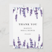 エレガントフローララベンダーブライダルシャワー サンキューカード (正面)