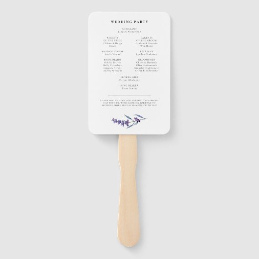 エレガントフローララベンダープログラム&ウェディングパーティー ハンドファン (裏面)