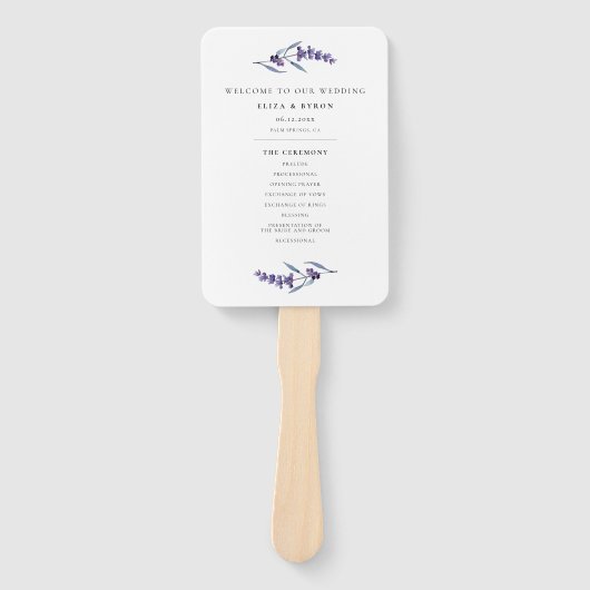 エレガントフローララベンダープログラム&ウェディングパーティー ハンドファン (正面)