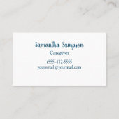 エレガントフローララベンダーホワイトウォーター色の介護者 名刺 (裏面)