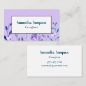 エレガントフローララベンダーホワイトウォーター色の介護者 名刺