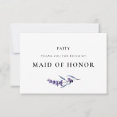 エレガントフローララベンダーメイド・オブ・オーナー（花嫁付き添い人） サンキューカード (正面)