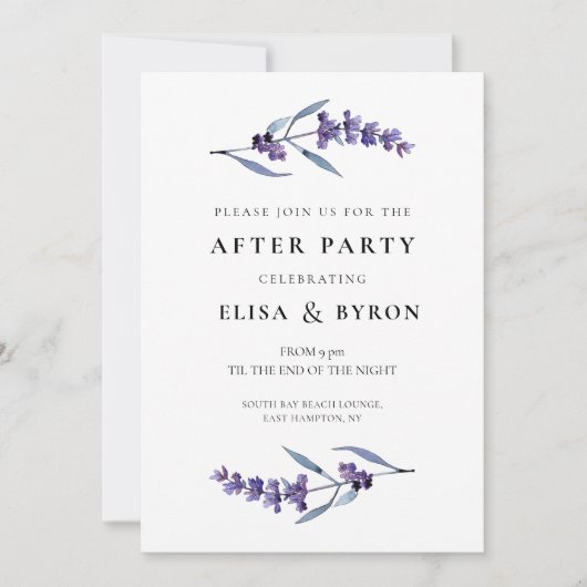 エレガントフローララベ結婚ンダーの後のパーティー 招待状 (正面)