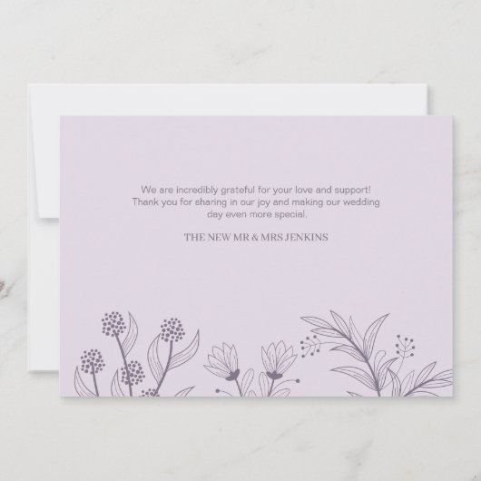 エレガントフローララベ結婚ンダー サンキューカード (裏面)