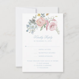 エレガントフローラリースの紋章 | モノグラム結婚ス 出欠カード