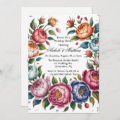 エレガントフローラリースウェディングシャワー 招待状 (正面/裏面)