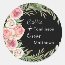 エレガントフローラリースオンブラック結婚ズ ラウンドシール