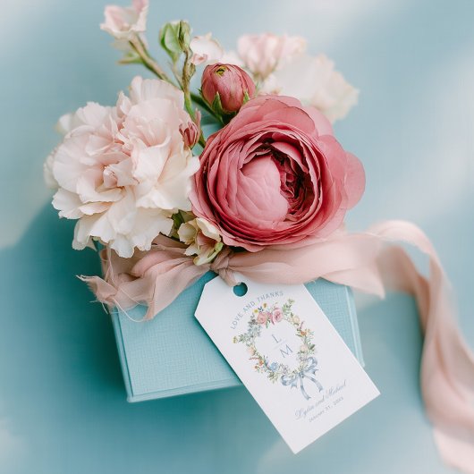 エレガントフローラリースクレストモノグラム結婚ズ ギフトタグ