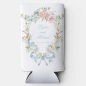 エレガントフローラリースクレストモノグラム結婚ズ スリム缶クーラー (正面)