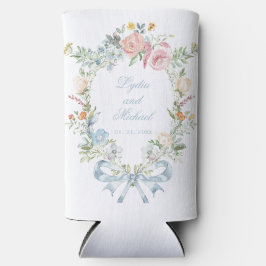 エレガントフローラリースクレストモノグラム結婚ズ スリム缶クーラー