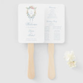 エレガントフローラリースクレストモノグラム結婚ズ ハンドファン (正面&裏面)