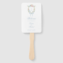 エレガントフローラリースクレストモノグラム結婚ズ ハンドファン