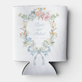 エレガントフローラリースクレストモノグラム結婚ズ 缶クーラー