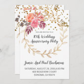 エレガントフローラリースグリッター10結婚th 招待状 (正面/裏面)