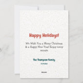 エレガントフローラリースダークグリーン写真クリスマス シーズンカード (裏面)