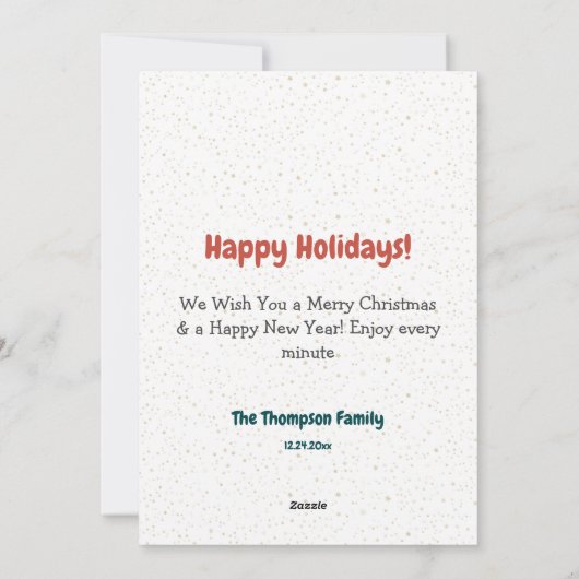 エレガントフローラリースダークグリーン写真クリスマス シーズンカード (裏面)