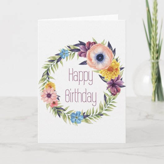 エレガントフローラリースハッピーバースデーカード カード (正面)