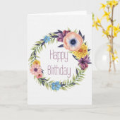 エレガントフローラリースハッピーバースデーカード カード (黄色い花)