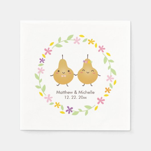 エレガントフローラリースパーフェクト梨キュイ結婚ーズ スタンダードカクテルナプキン (正面)