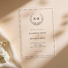 エレガントフローラリースモノグラ結婚ム アクリル招待状