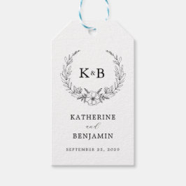 エレガントフローラリースモノグラ結婚ム ギフトタグ