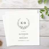 エレガントフローラリースモノグラ結婚ム スタンダードカクテルナプキン