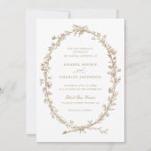 エレガントフローラリースヴィンテージ結婚植物学 招待状 (正面)