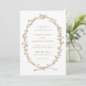 エレガントフローラリースヴィンテージ結婚植物学 招待状 (スタンド正面)