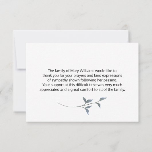 エレガントフローラリース悔やみや弔慰ありがとう サンキューカード (裏面)