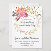 エレガントフローラリース結婚グリッター記念日 招待状 (正面)