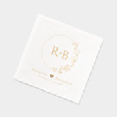 エレガントフローラリース結婚モノグラムカスタム 箔ナプキン (左)