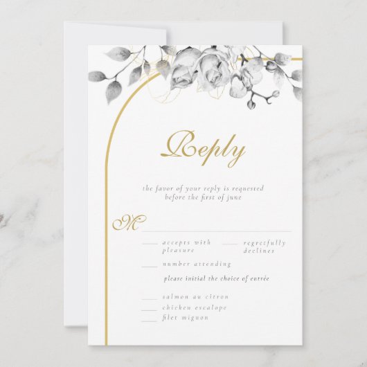 エレガントフローラリース結婚白黒の食事 (正面)