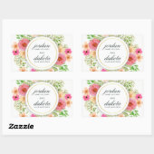 エレガントフローラリース |モダンタイポグラフィ結婚ズ 長方形シール (シート)