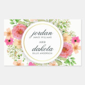 エレガントフローラリース |モダンタイポグラフィ結婚ズ 長方形シール (正面)