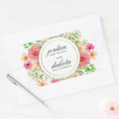エレガントフローラリース |モダンタイポグラフィ結婚ズ 長方形シール (封筒)