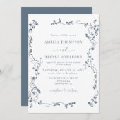 エレガントフローラリーフクラシック結婚式招待状 招待状 (正面/裏面)