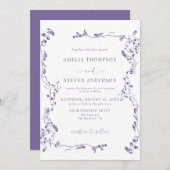 エレガントフローラリーフクラシック結婚式招待状 招待状 (正面/裏面)