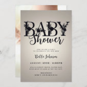 エレガントフローラレター赤ちゃんシャワー招待状- Pe 招待状 (正面/裏面)