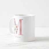 エレガントフローラレターMピンクとアイボリーブーケ コーヒーマグカップ (正面左)
