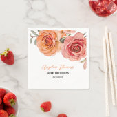 エレガントフローラレッドオレンジバラ誕生日 スタンダードカクテルナプキン (インサイチュ)