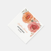 エレガントフローラレッドオレンジバラ誕生日 スタンダードカクテルナプキン (角)