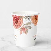 エレガントフローラレッドオレンジバラ誕生日 紙コップ (左)