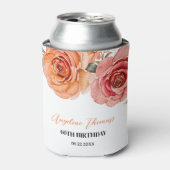 エレガントフローラレッドオレンジバラ誕生日 缶クーラー (缶正面)