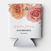 エレガントフローラレッドオレンジバラ誕生日 缶クーラー (正面)