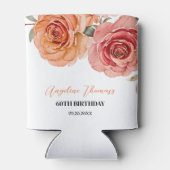 エレガントフローラレッドオレンジバラ誕生日 缶クーラー (裏面)