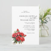 エレガントフローラレッド結婚・ローズ 招待状 (スタンド正面)