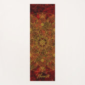 エレガントフローラレッド、ブラック&金ゴールドナマステ ヨガマット (正面)